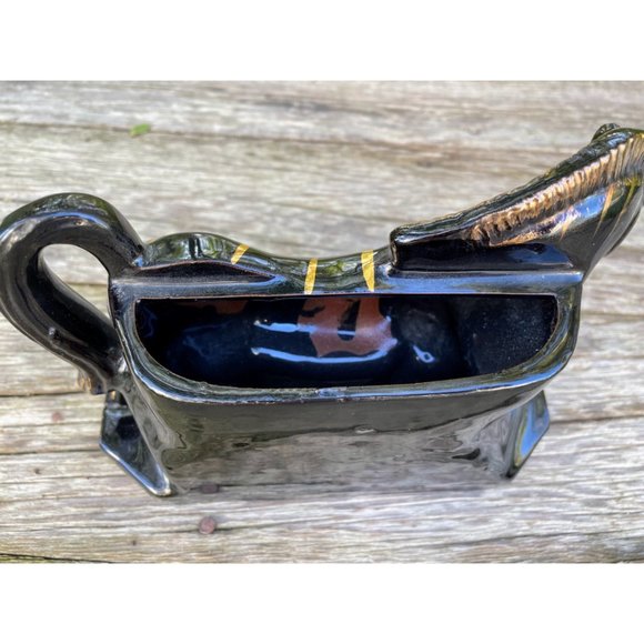 Vintage MCM Redware Tilso Planter Vase Zebra Gold Black - Picture 8 of 15